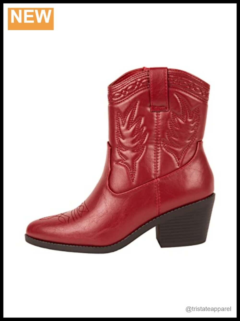 Cowboy Ankle Booties Mid-Calf Leather Western Rodeo Festival Pull-On